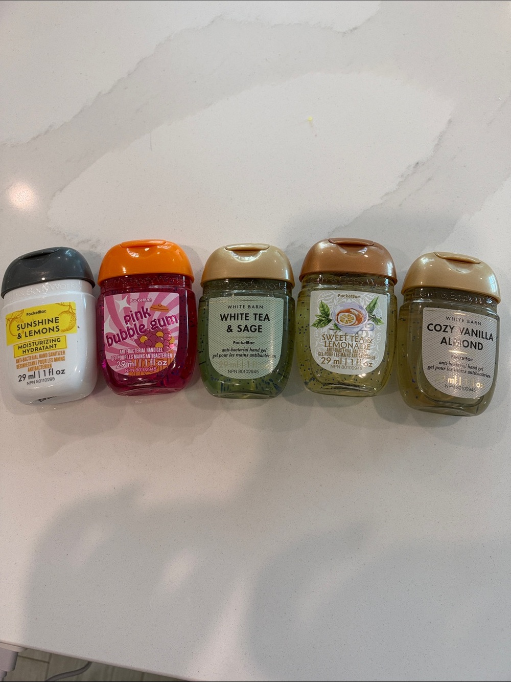 Five bath and body works hand sanitizers